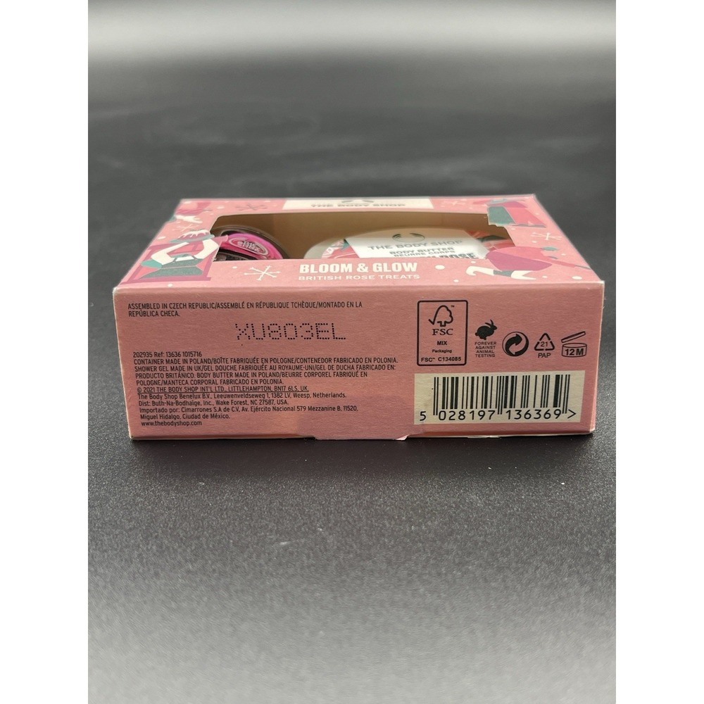 The Body Shop British Rose Gift Set Bloom & Glow Body Butter Shower Gel - Picture 3 of 3